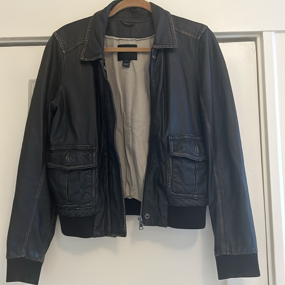 J. Crew leather bomber